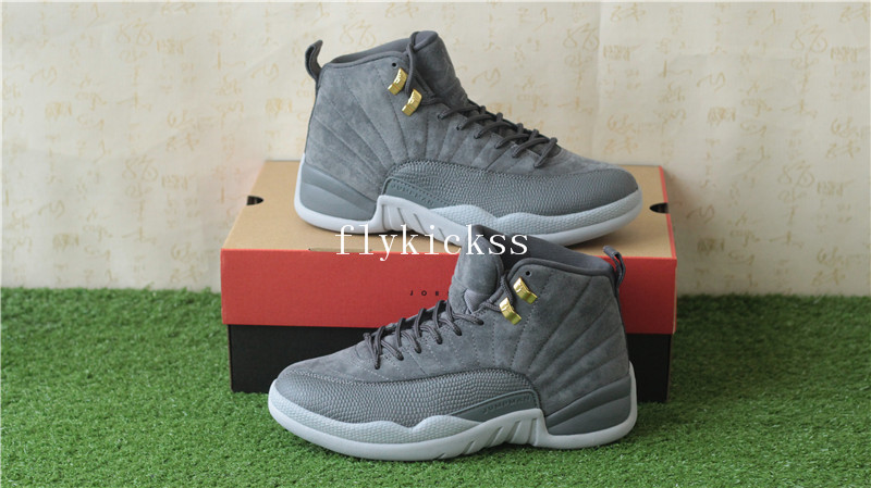 Authentic Air Jordan 12 Grey Suede